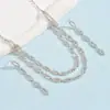 Conjunto de Dos Piezas de Collar de Doble Capa y Pendientes con Diseño Ovalado Hueco y Totalmente Incrustado de Diamantes, Exquisito, de Venta Caliente Transfronteriza Europea y Americana