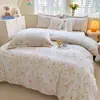 Algodão 100% grau A, espessado e escovado, conjunto de cama de quatro peças, lençol e capa de edredom 100% algodão, adequado para dormitórios estudantis, conjunto de três peças