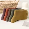 [Algodón por dentro y por fuera] Calcetines de doble puntada Liaoyuan, calcetines de algodón finos para mujer a rayas y de color liso, engrosados, de media pantorrilla, al por mayor