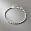 Pulsera cuadrada de la suerte con perlas de agua dulce naturales de plata esterlina S925 para mujer, pulsera sencilla con guisantes de la suerte que combina con todo.