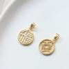 Colgante Redondo de Micro Zirconio Chapado en Oro Cobre con Ojo de Zorro Fu y Perla, para DIY, Joyería Hecha a Mano, Aretes, Collar, Accesorios