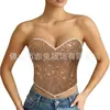 Top corsé sexy de bordado floral soluble en agua transfronterizo con tiras en la espalda para moldear y ceñir la cintura, directo de fábrica
