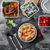 Caja conservadora de alimentos rectangular de plástico apta para microondas caja sellada para refrigerador doméstico almacenamiento de alimentos caja bento