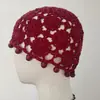 Sombrero de Ganchillo Hueco Flor de Ganchillo Hecha a Mano Sombrero de Punto con Cuentas de Madera Artísticas