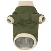 Novo casaco de inverno para pet com retalhos listrados, casaco de algodão quente de duas pernas para cães pequenos e médios, jaqueta de cachorro estilo casual retrô