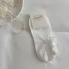 Meias de Renda para Mulheres, Meias Cano Baixo Finas, Meias de Algodão para Verão, Antiderrapantes, Calcanhar Antiderrapante, Borda Franzida, Estilo Japonês, Meias Invisíveis de Verão, Meias Curtas