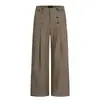 Pantalones de Pana de Pierna Ancha con Pliegues de Doble Botón Estilo Retro Americano Old Money de Alta Gama Rectos Sueltos Casuales Largos para Hombres y Mujeres