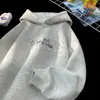 Outono/Inverno 2026 Novo Moletom com Capuz Masculino Cor Única no Corpo e Capuz Tamanho Grande Peso Pesado 380g Estampado Lavado com Areia Desgastado
