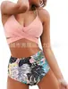 Aliexpress Amazon Mais Vendido Estilo Europeu e Americano Conjunto de Biquíni Feminino Duas Peças Embalagem Rígida Push-Up Cintura Alta Valoriza o Corpo para a Praia