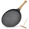 Sartén especial para panqueques, sartén antiadherente, sartén para panqueques de 24 cm, sartén para dumplings, sartén para panqueques delgados, apta para estufas de gas y cocinas de inducción, para uso doméstico