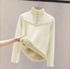 Suéter de Forro Polar de una Pieza para Mujer, Nuevo Estilo Invierno 2026, Camiseta Base Engrosada con Forro de Forro Polar, Top Cálido Elegante Ajustado para Damas