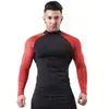 Roupa Fitness Cruzada de Gola Alta para Homens, Calça Legging Esportiva de Secagem Rápida para Outono, Camada Base para Treinamento e Corrida, Gola Alta Independente