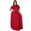 AP7025 Moda Europeia e Americana Plus Size Roupas Femininas Amazon Transfronteiriço Cor Sólida Alça Cruzada Saia de Barra Larga Conjunto de Duas Peças