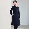 Venta al por mayor transfronteriza de abrigos acolchados de lana gruesa de invierno nuevos para mujer, chaquetas de lana cálidas de corte entallado de longitud media para mujer