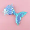 Grampo de Cabelo Cauda de Sereia com Lantejoulas Arco-Íris Acessórios de Cabelo para Crianças Acessórios de Tecido Fofos Estrela do Mar Concha Joias DIY