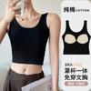 Diseño de Primavera y Verano Cuello Redondo Lazo Almohadilla en el Pecho Camisola Todo en Uno para Mujer Color Sólido Versátil Casual Top Corto