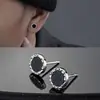 Brincos de Tarraxa Masculinos Tendência Personalizados Hip Hop Pretos Redondos Femininos Moda Retrô High-end Azuis Pedra de Areia Brilhante