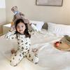 Emo Beibei Ambb Roupa íntima infantil Terno Masculino e Feminino Desenho animado Roupas para casa Estilo coreano Puxar Moldura de lã Pijama escovado