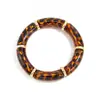 Pulsera Elástica de Moda Transfronteriza Europea y Americana Estilo Ins Diseño de Resina Difuminada Codo Pulsera de Bambú Estampado de Leopardo