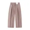 Calças longas confortáveis de algodão, com caimento solto estilo japonês, calças finas casuais femininas, nova calça versátil de perna larga 2026 487589