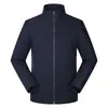 Ropa de trabajo softshell fina de forro polar de color liso con cuello alto para otoño e invierno, logotipo personalizado, uniforme de oficina para negocios corporativos con texto impreso