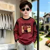 Camiseta Manga Longa Color Block 100% Algodão para Meninos Primavera e Outono Camada Base Novo Estilo Bonito Versátil Estampa Manga Raglan Top Tendência
