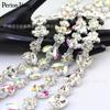 Comércio exterior Amazon hot folha banhada a prata arranjo de flores corrente de diamante de vidro cristal AB