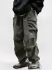 Pantalones casuales funcionales para hombre Han Lu, resistentes al agua, para exteriores, con diseño tridimensional, grandes bolsillos de parche y cintura con cordón, de corte holgado y pierna recta, perfectos para otoño