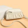 Nova Bolsa Shell Transversal de Ombro Único de Couro Genuíno de Camada Dupla, Bolsa Feminina de Couro de Vaca Nicho da Moda, Clutch Envelope Plissada Trendy