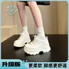 Novedades súper calientes~ Zapatillas de plataforma adelgazantes de estilo europeo de calidad zapatos blancos zapatos de mujer para aumentar la altura zapatos casuales blancos y negros