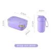 Conjunto de Marmita Plástica com Compartimentos e Garrafa de Água com Talheres Grau Alimentício Micro-ondas Caixa Bento Caixa de Refeição para Viagem Adulto