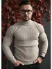 AliExpress ropa nueva para hombre de venta transfronteriza otoño e invierno suéter de cuello alto de rayas verticales para hombre camisa base de punto