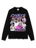Camiseta Vintage Hip-Hop Chris Brown Chris Brown Estampada de Manga Curta Moletom Pesado com Capuz de Manga Longa