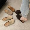 Zapatillas Medias Birkenstone 2025 Primavera y Otoño Nuevo Cuero Mate Suela Gruesa Birkenstone Moda Retro Zapatillas Baotou Aumento de Altura Interior para Mujer