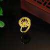 Nuevo sostenedor de anillo abierto dorado personalizado con forma de flor, sostenedor de colgante electrochapado, para incrustar en DIY, aretes para orejas de celebridad femenina en vivo en línea