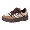 Nuevas Zapatillas Estilo Espiga de Trigo Delgadas, Zapatos Blancos de Punta Redonda, Zapatos de Cordones de Suela Gruesa Individuales, Nuevos Zapatos Casuales de Primavera y Otoño