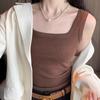 Chaleco cuadrado de cuello alto para combinar con todo, ropa interior para mujer, cubre el pecho, anti-exposición, ropa exterior, transpirable, sin espalda, sin mangas, camiseta básica delgada