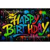 Telón de Fondo Fluorescente Feliz Cumpleaños de Amazon Transfronterizo Banner de Decoración para el Primer Cumpleaños Bandera de Arreglo de Ambiente de Fiesta