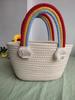 Bolsa Arcoíris Grande Tejida con Cuerda de Algodón Bolso Tejido de Mano Versátil para el Día a Día Bolsa de Dibujos Animados Bolsa de Cuerda de Algodón Cesta de Regalo