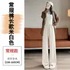 Calças femininas macias de cashmere para primavera, outono e inverno 2026, novo estilo com caimento suave, calças largas casuais retas compridas