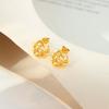 Collar con Colgante de Corazón Enrollado Estilo Japonés/Coreano Viento Ins Chapado en Oro de 18K Acero de Titanio Corazón de Durazno Distintivo Versátil Aretes Traje de Joyería