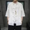 Camisa de lino estilo chino para hombre Zhongshan, camisa holgada de algodón y lino de manga larga, estilo retro de primavera y otoño, estilo Tang chino.