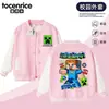 Minecraft Jogo Roupas Infantis Jaqueta Baseball Meninos Jaqueta Color Block Crianças Médias e Grandes Esportes Peça Externa Versátil