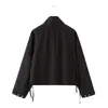 Chaqueta de algodón transfronteriza europea y americana para mujer con cuello alto, cintura anudada, mangas largas, nuevo modelo de verano