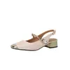 Sandálias elegantes com bordado estilo nacional, bico aberto, sandálias de salto grosso médio 32-43 Amazon wish calçados de comércio exterior femininos