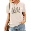Amazon Europeia e Americana Atacado Transfronteiriço Botas de Cowboy Ocidentais Estampa Casual Solta Gola Redonda Manga Curta Camiseta Feminina Algodão