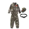 Traje de Camuflaje Uniforme de Entrenamiento Militar para Niños Uniforme de Camuflaje para Actuación de Jardín de Infancia y Escuela Primaria Uniforme Azul para Reunión Deportiva de Niños