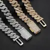 Joyería transfronteriza europea y americana pulsera hip hop 20 mm doble fila T cuadrado circón rombo cadena cubana gruesa pulsera de hombre al por mayor