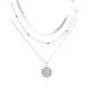 2024 Amazon transfronterizo nuevo colgante de moneda geométrica cadena de hueso de serpiente con cuentas collar multicapa joyería para banquetes