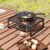 Soporte para estufa de exterior, soporte portátil para fogata de camping, estante de almacenamiento para barbacoa, estante de malla extendido, soporte para ollas